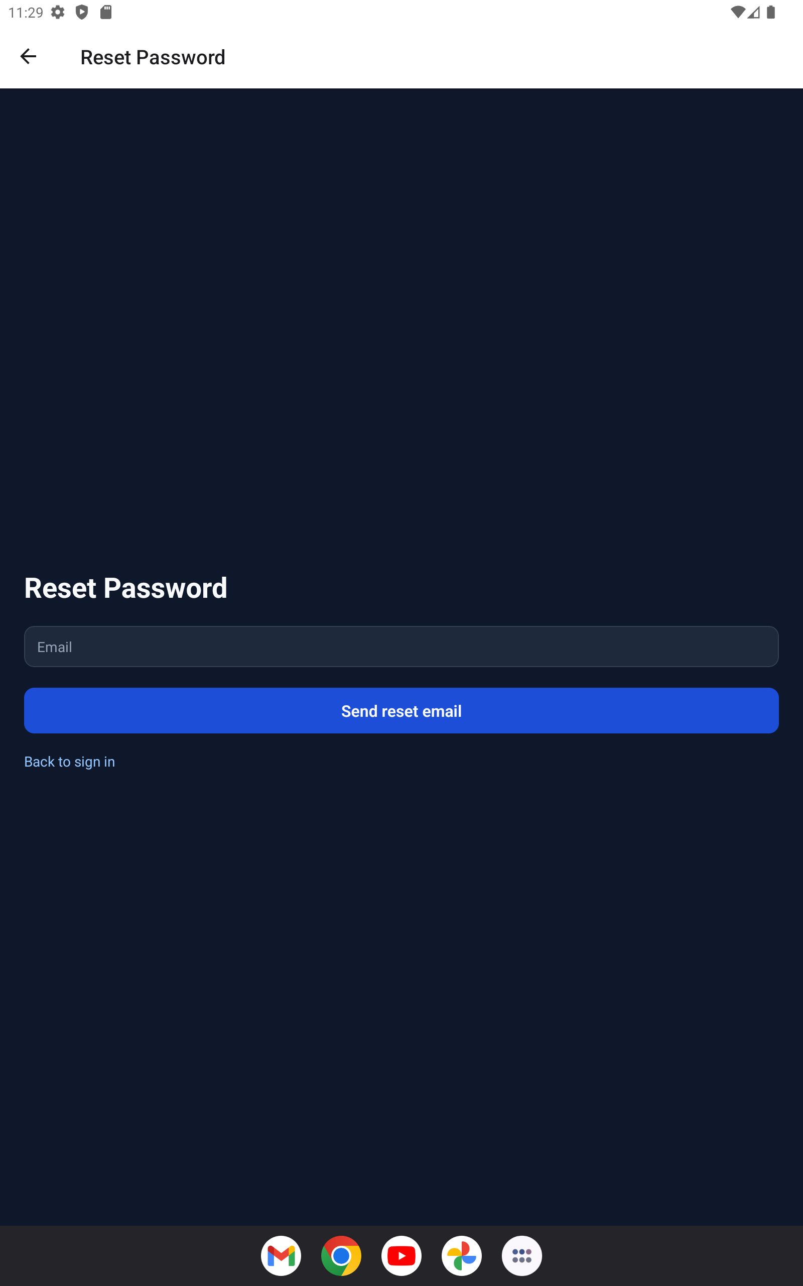 Forgot-password navigation screenshot